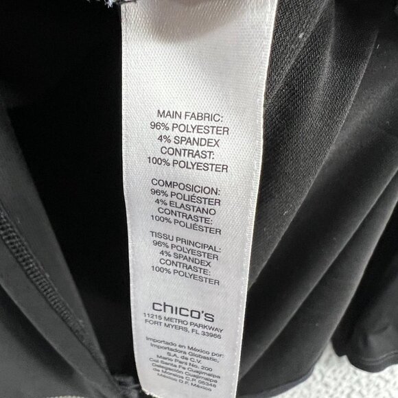 Chicos Womens Tunic Top 1‎ Medium Black Pullover 3/4 Sleeve Shirt Stretch - Picture 6 of 10